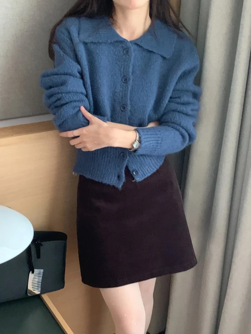 

Retro Chic Knitted Sweater Women's ort Sle Single Button Soft Cozy Autumn Winter Faion Trendy Top Commute Sle Long Sl...