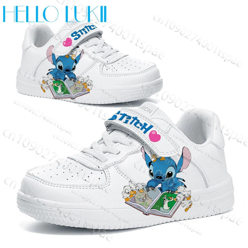 

Kawaii Cartoon Stitch Design Printing Lace up White casual shoes boys girls comfortable shoes Christmas Gift