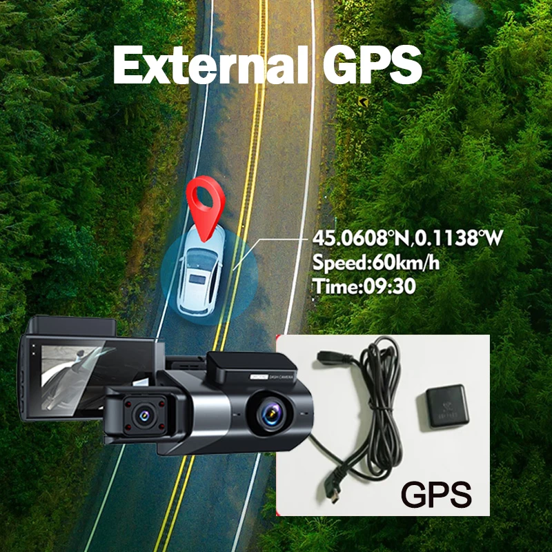 4K WIFI Dash Cam Camera GPS Recorder 3 Cameras With 1080P Rear View Camera for Vehicle Night Vision Black Box Car accessory