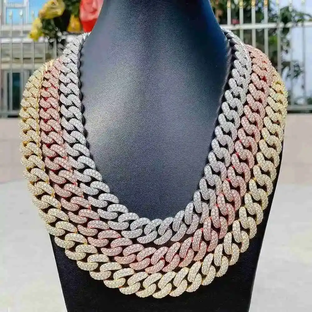 

Pass Diamond Tester Bling Hip Hop Jewelry Miami 925 Iced Moissanite Cuban Links Chain
