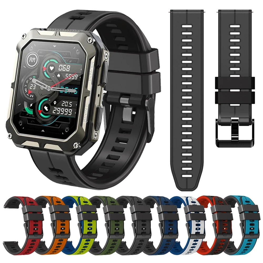 Pulseira de 22mm para c20 pro, acessórios para smartwatch, pulseira de substituição para c20 pro, pulseira esportiva de silicone