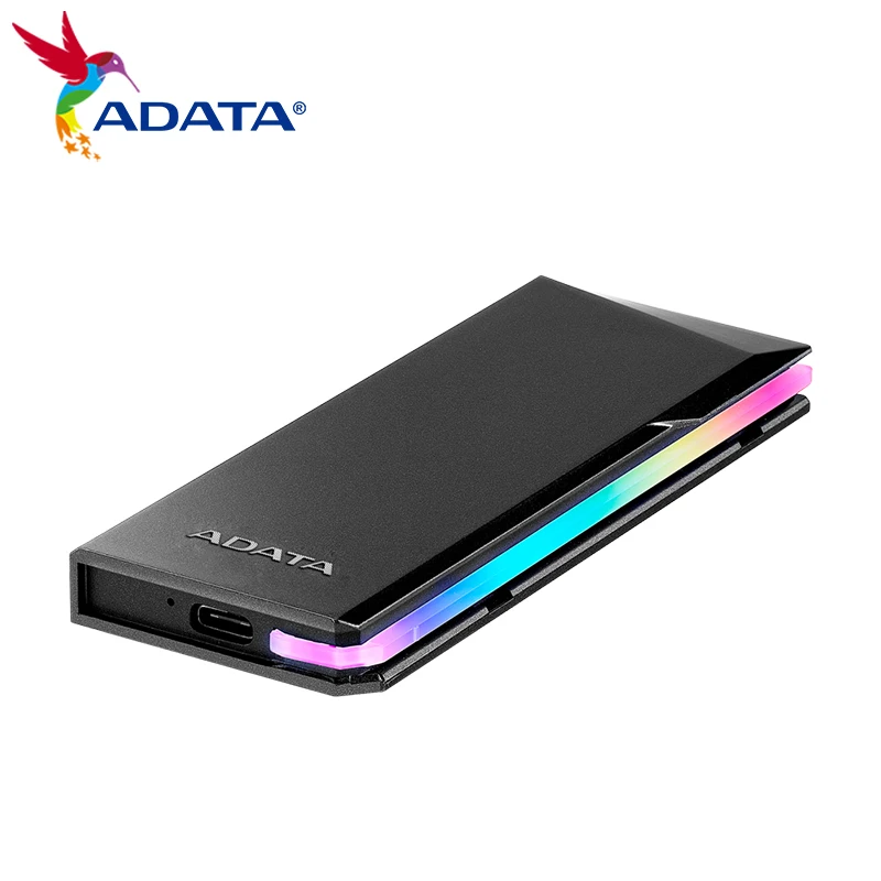 Imagem -02 - Adata-gabinete Ssd Portátil Ec700g M.2 Sata Pcie Solid State Drive Usb 3.2 Tipo-c Caixa de Disco Rígido Móvel com Rgb para Computador