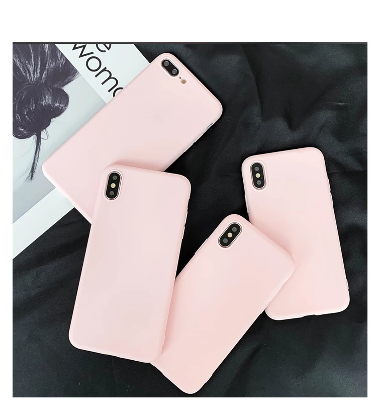 Hellrosa Handyhülle für iPhone X XS Max XR X 8 7 6S 6Plus SE 2020 11 12 13 Pro Max 12 Mini Silikon Soft Back Cover Cases