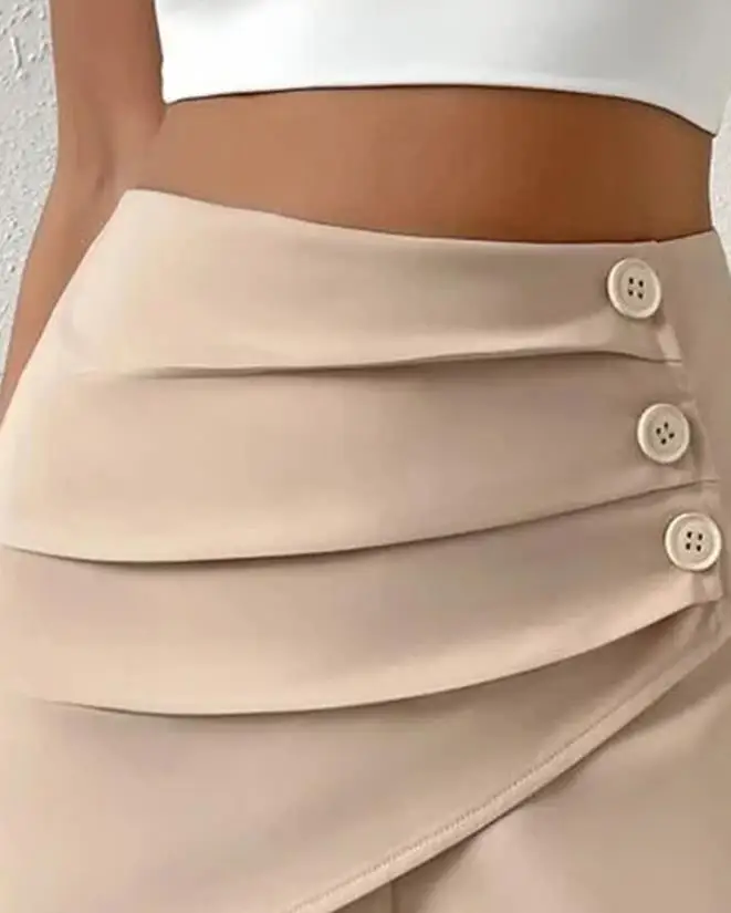 New Fashion 2023 Summer Casual Elegant High Waist Side Button Ruched Shorts Female Bottom Clothing Outfits