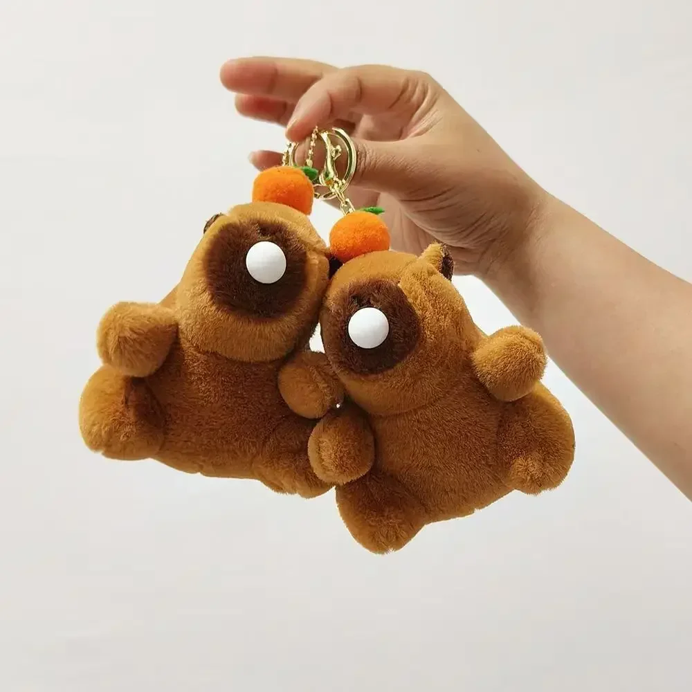2025 Blow Bubble 10cm Capybara Plush Keychain Cute Cartoon Bag Pendant Spit Bubble Fluffty Toy Stuffed Animals Doll Kids Gift