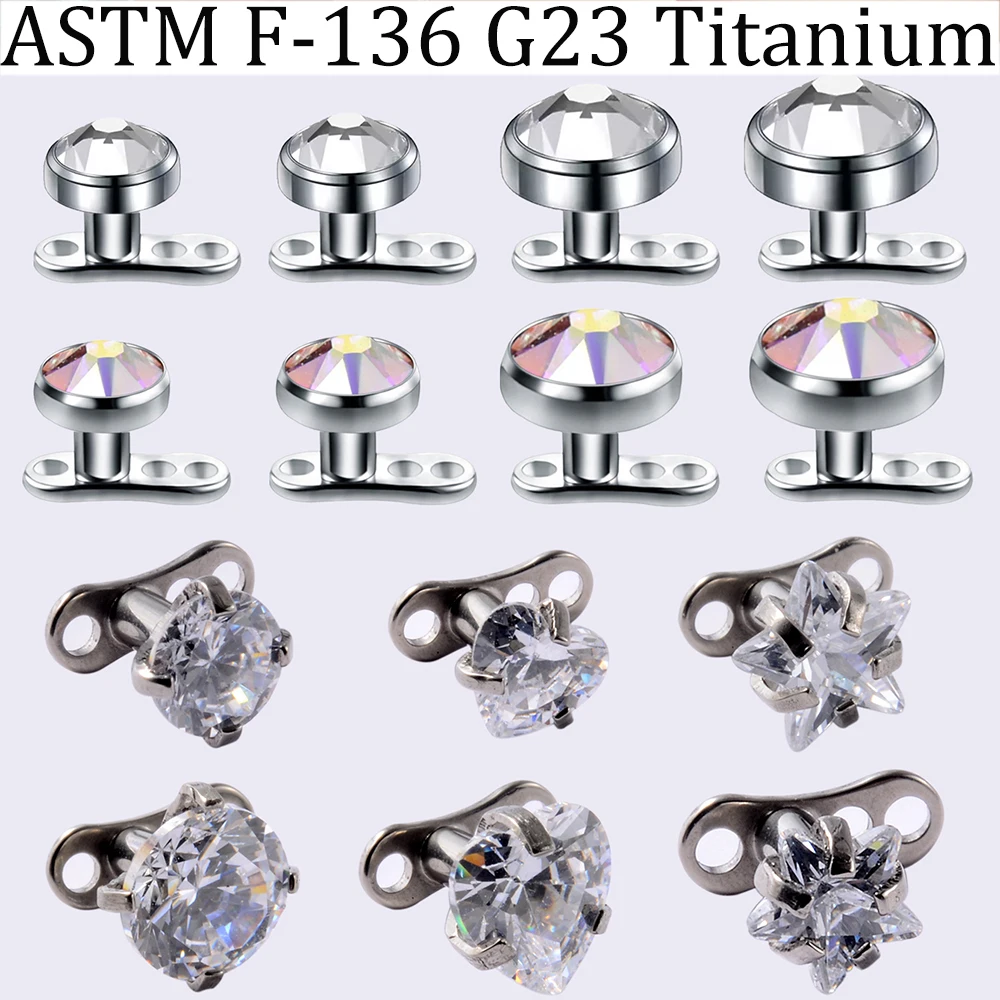 1 unidad de Micro Piercings dérmicos de titanio G23, Base de ancla dérmica y Tops, Skinner Diver, Piercings de Base superior dérmica, joyería para el cuerpo 14G
