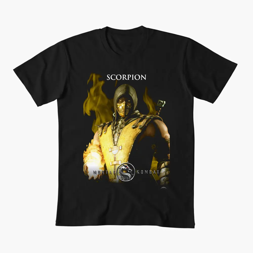 

SCORPION 0529 Vintage Mortal Kombat Gift tee for MK gamer 100% cotton printed Men's Short Sleeve Graphic T-Shirt All size Tops