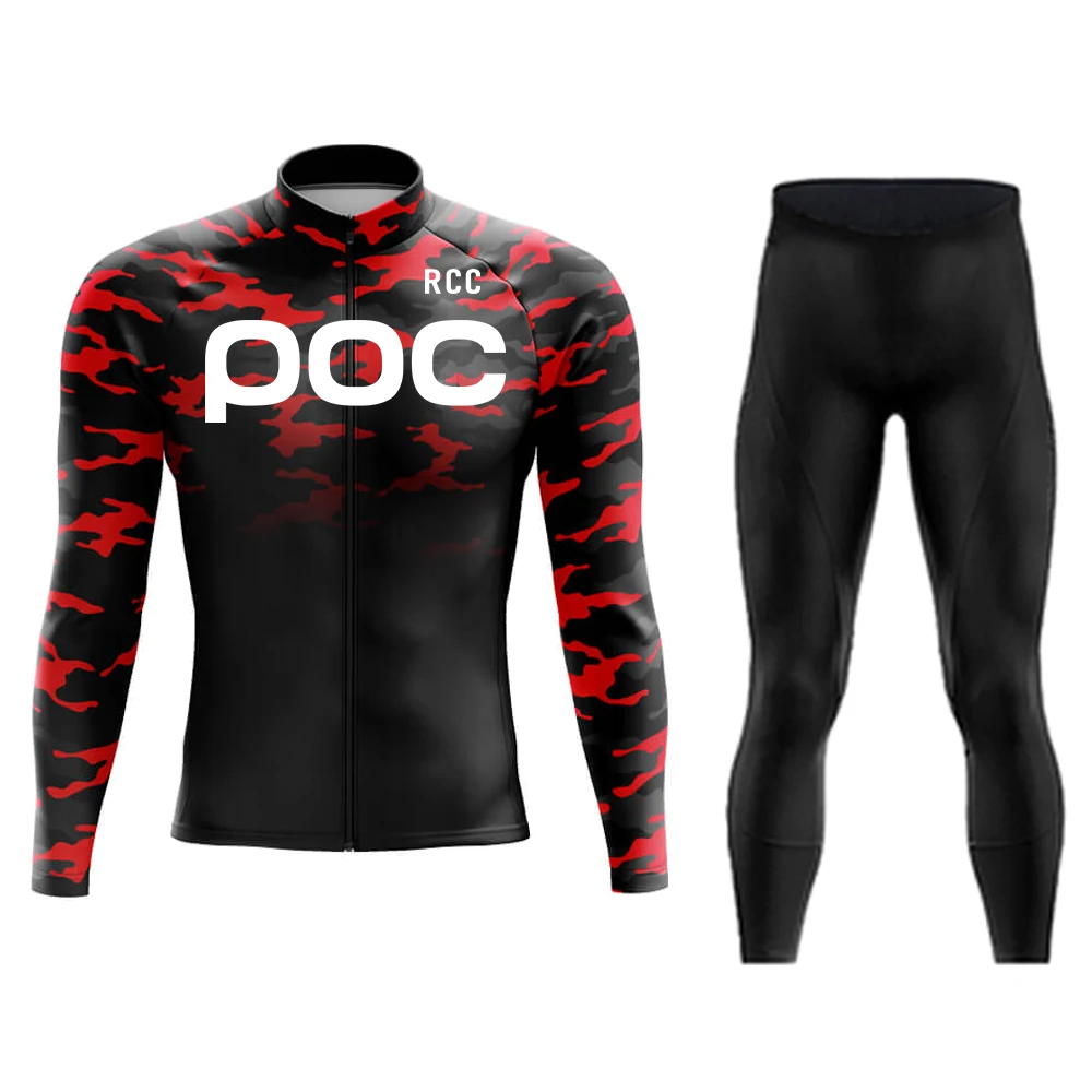 2026 RCC POC Cycling Team Men's Cycling Jersey Long Sleeve Set MTB Bike Clothing Tenue Velo Homme Bicycle Wear 01