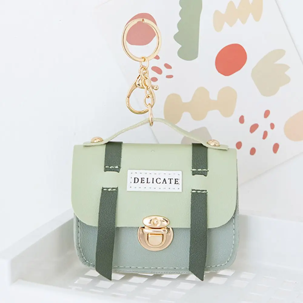 Portable PU Key Pouch Key Ring Pendant for Children Girls Wallet Coin Purse Handbag Keychain Earphone Storage Bag Mini Coin Bag