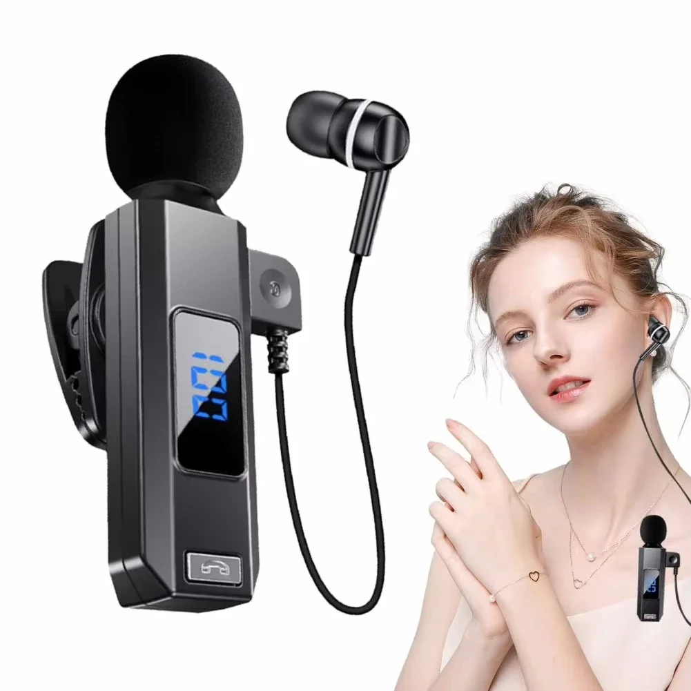 M1 Lavalier Business بلوتوث 5.5 سماعة 30H مع HD Mic LED الطاقة شاشة ديجيتال إلغاء الضوضاء HIFI سماعة رأس لاسلكية