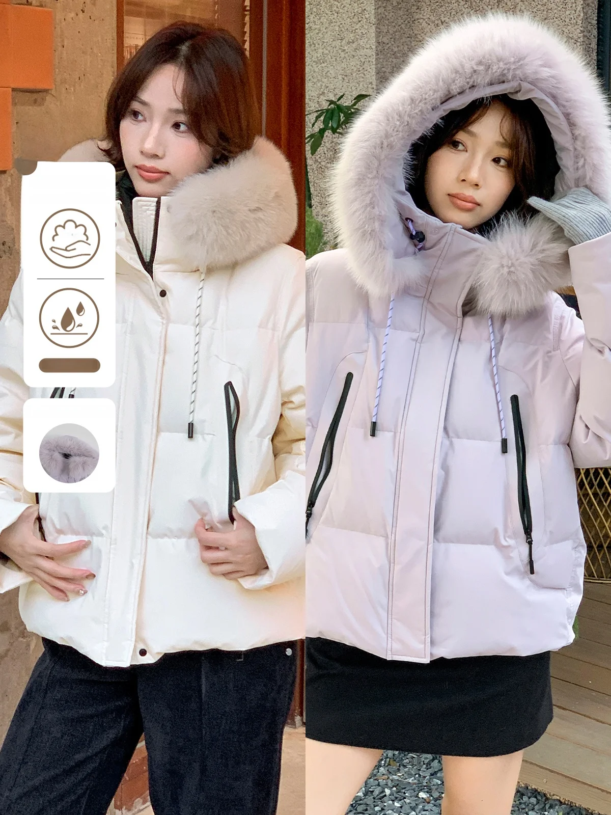

Versatile Purple Du down Jaet Women's Autumn Winter Faionable Casual Sle 90 White Du down Thiened ort Coat
