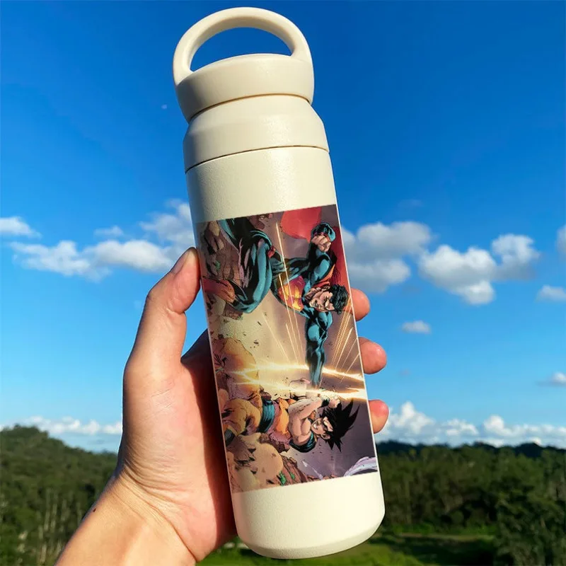 Batman Superman Películas periféricas Personalidad creativa Estampado de dibujos animados Estudiante Manos portátiles Carry Taza de acero inoxidable Regalos para niños