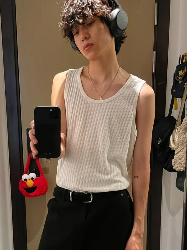 

Cleanfit Qui Dry Ice Silk Tead Vest Men's Summer American Svel T-irt Fitn oulder High Sensation Youth Trend