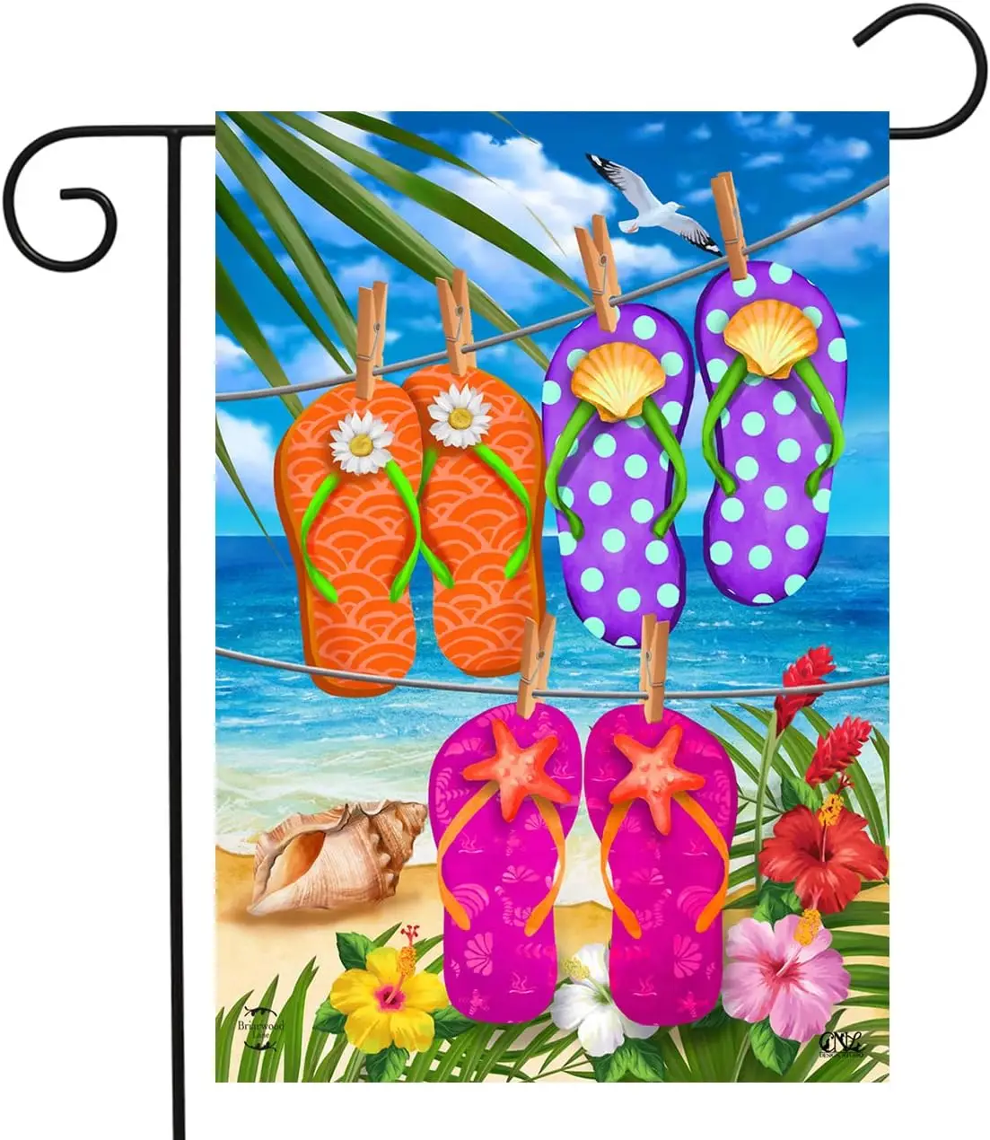 Briarwood Lane Hanging Flip Flops Summer Garden Flag Tropical Beach 12.5 x 18