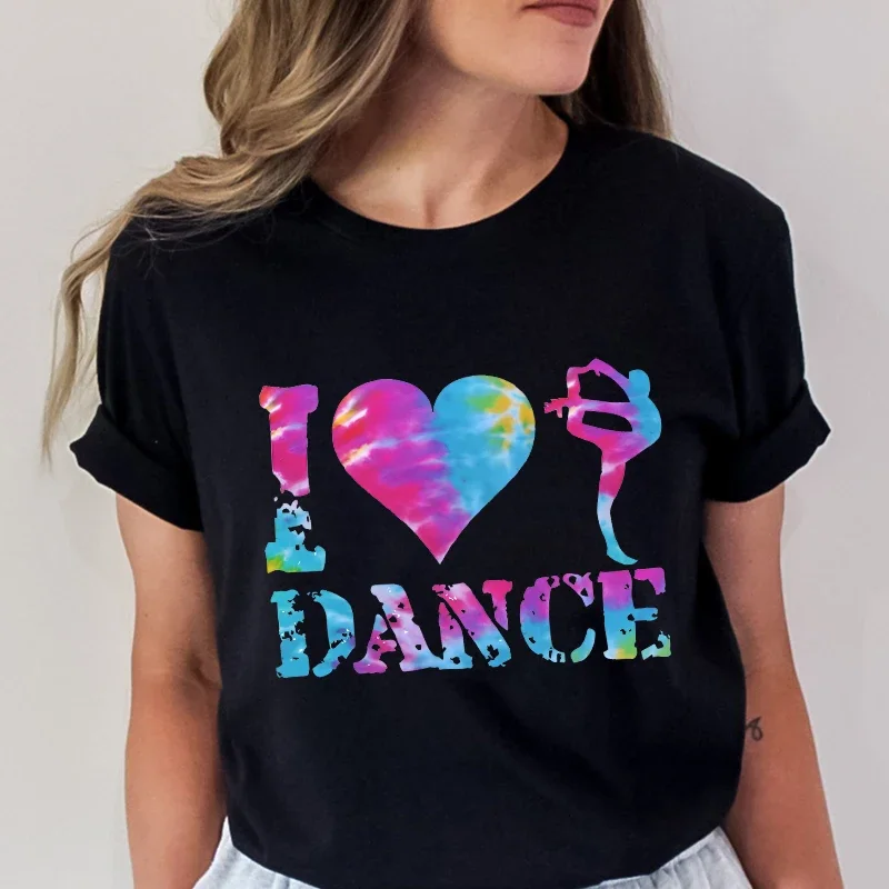 T Shirt Women I Love Dance Blouse Summer Soft Streetwear Harajuku Tees Fashion Print Graphic T-shirts Short Sleeve Y2k Tops