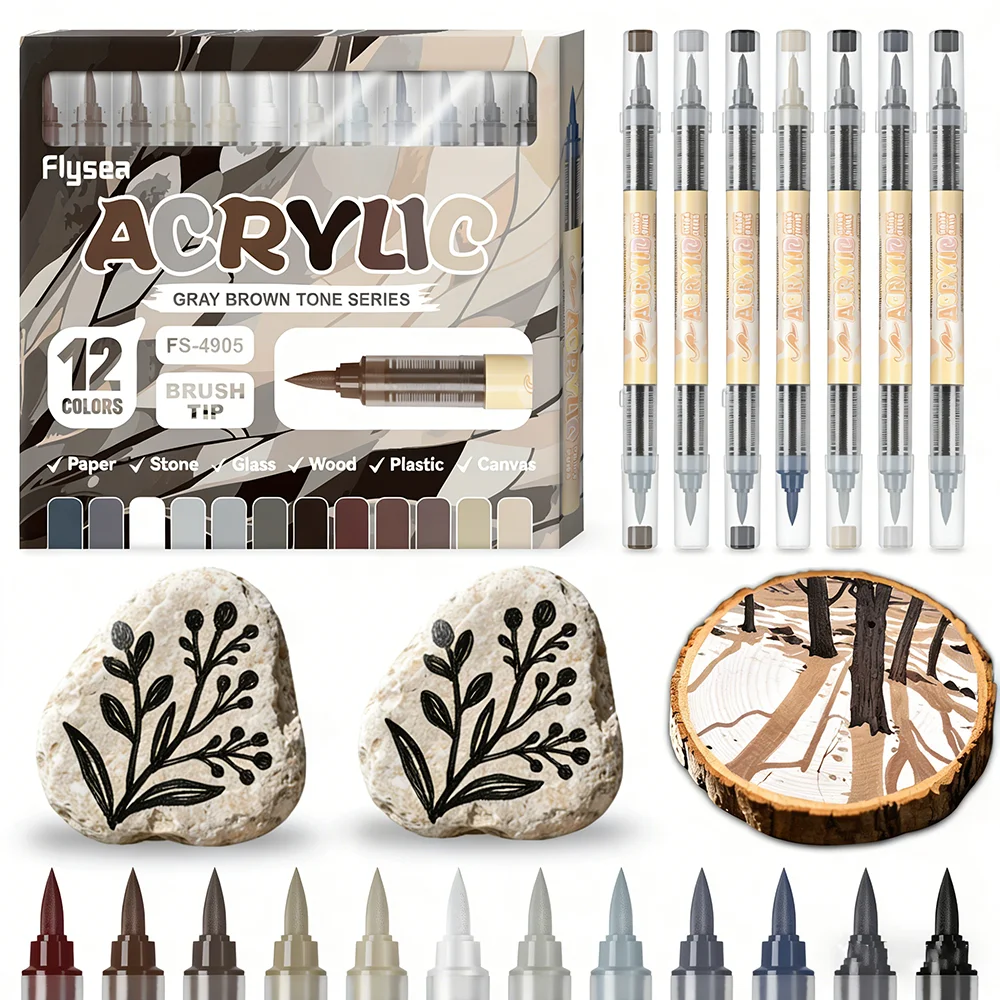 

Ручки для акриловых красок Gary Tone Акриловые маркеры с гибким кончиком кисти для взрослых раскрасок Наскальная живопись Холст Керамика Стекло