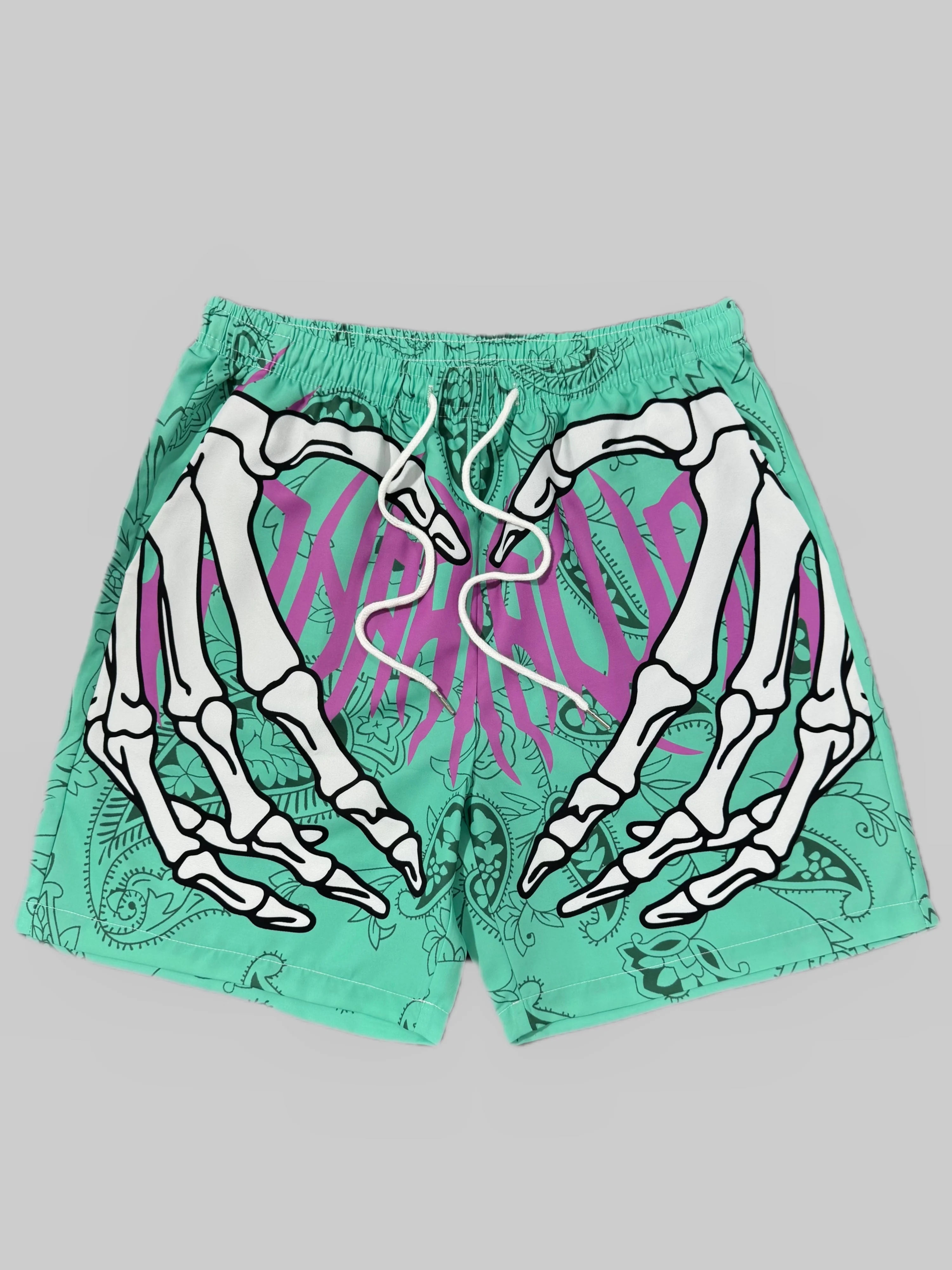 2026 new hot selling 3D printed men's and women's sports fast drying breathable skeleton handprint design beach casual clothing