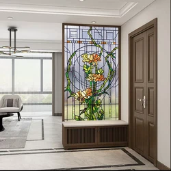 Tiffany Style Stained Glass Window Privacy Film Vine Flower Pattern Sliding Door Film Electrostatic Non-Glue Glass Sticker
