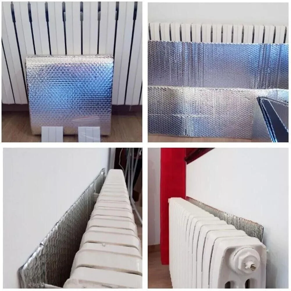 60cmx5m Radiator Heat Reflector Back Foil Heat Reflective Heat Film Pad Aluminum Film Insulation Sheet Cover With 12PCS Sticker