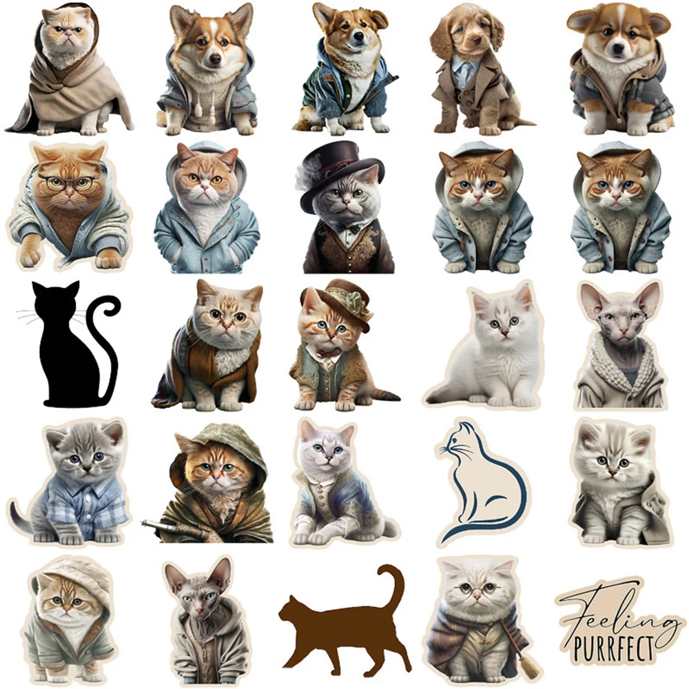 10/30/50pcs Cartoon Gentlemen Cat Animal Stickers per Laptop Diary Bike bagaglio Phone Cute Anime Graffiti Decal Sticker Toy Gift