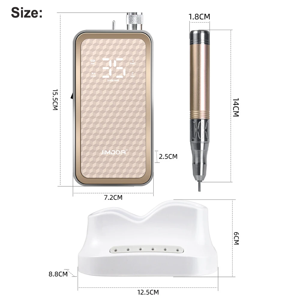 Macchina per manicure professionale senza spazzole da 48 W 35000 giri/min Display HD Levigatrice per unghie portatile da tavolo Trapano per unghie a basso rumore