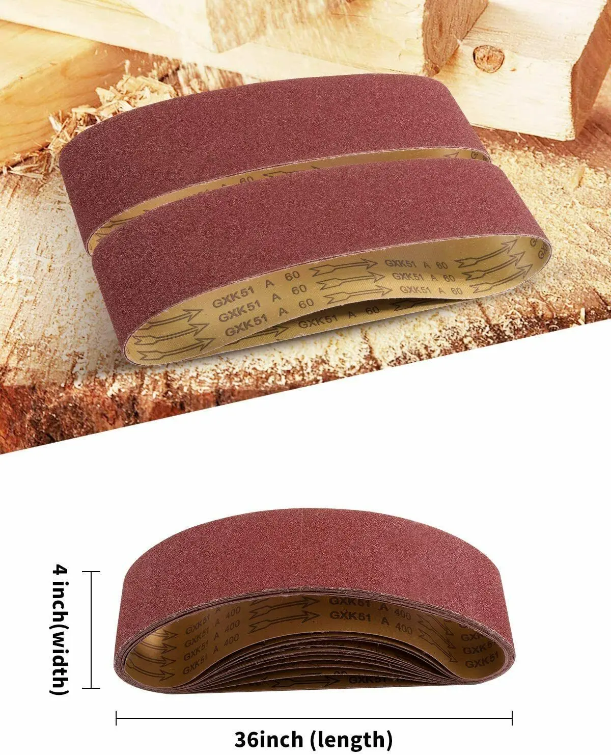 Nastri abrasivi per levigatrice a nastro 4x36 pollici 12 pezzi carta vetrata a nastro in ossido di alluminio assortiti