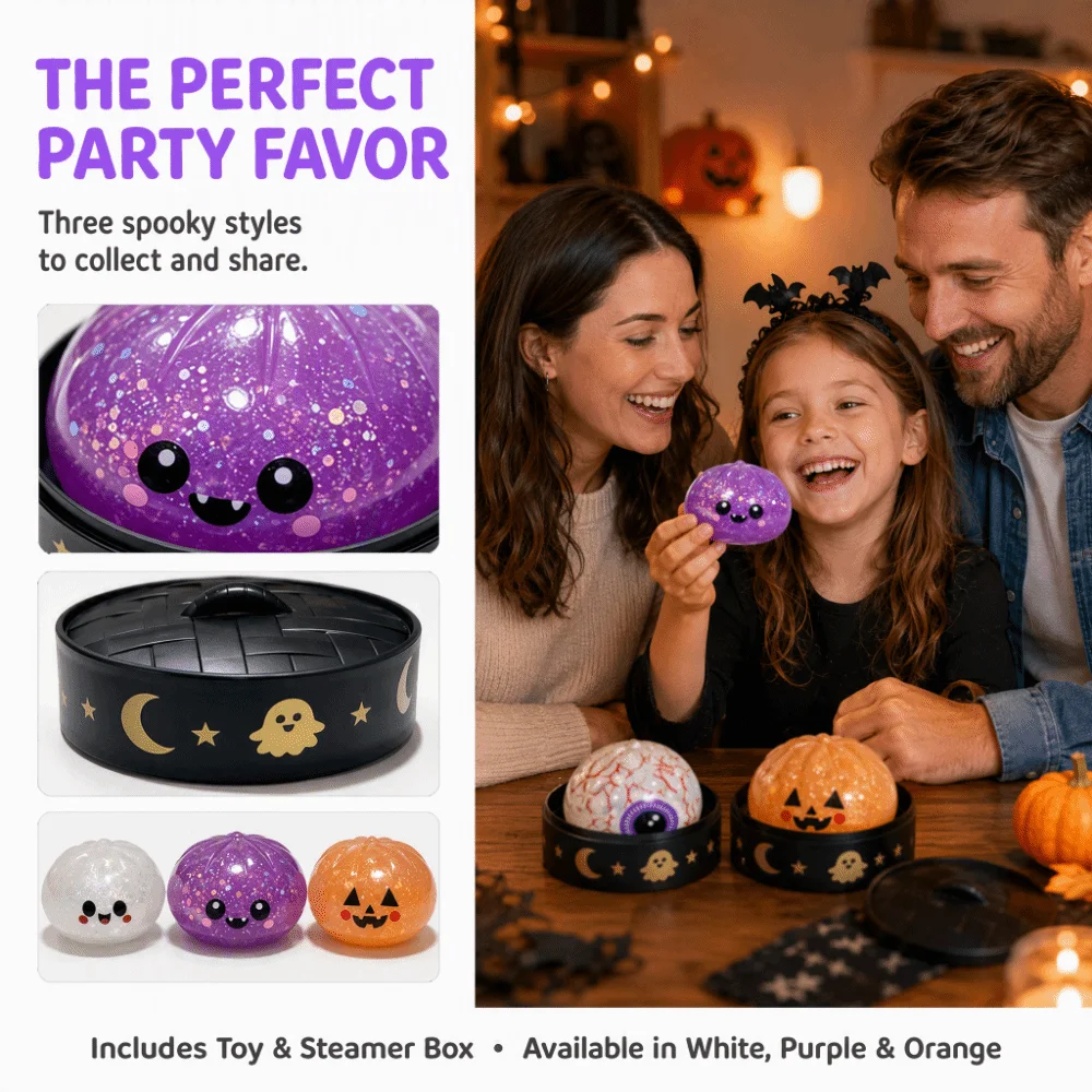 Pinch Glittering Steamed Bun Squeeze Simulated TPR Slow Rebound Cute Cartoon Bun Sensory Balls Halloween