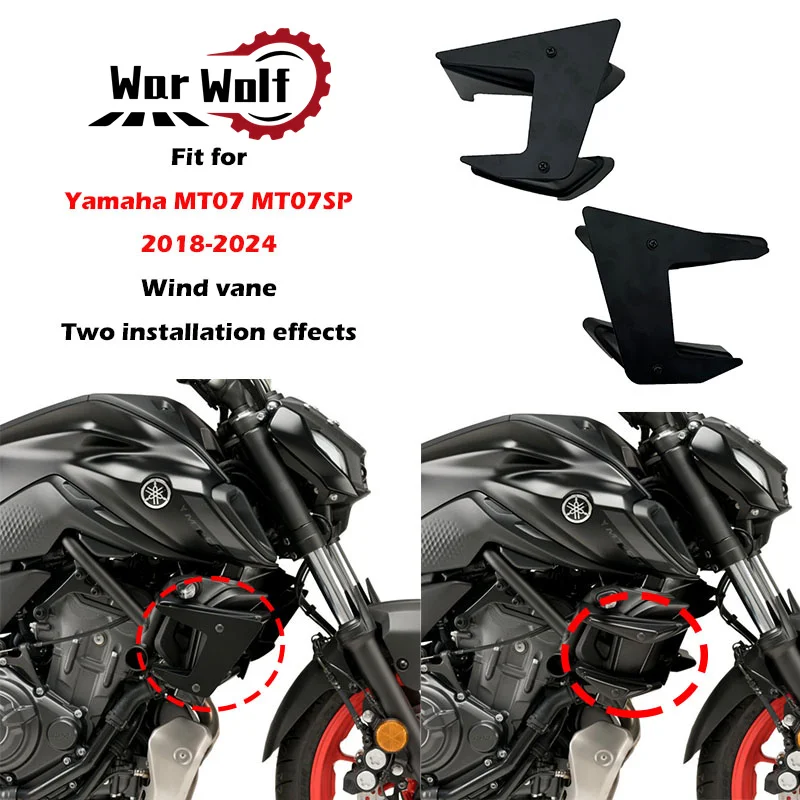 

NEW Motorcycle Parts Side Downforce Naked Spoilers Fixed Wing Winglet Fairing Wings Deflectors For Yamaha MT07 MT-07 2018-2024