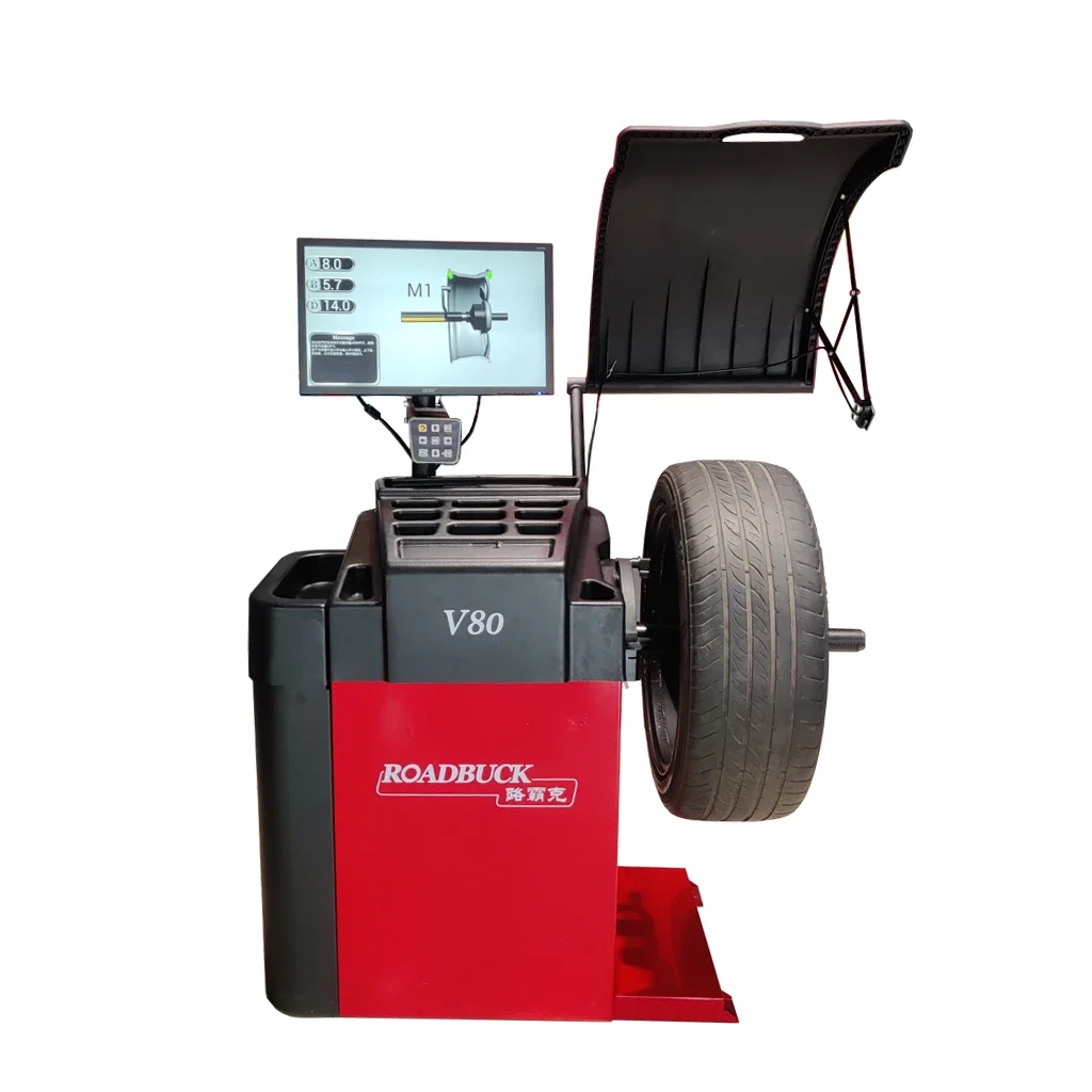 wheel balance machine with laser and automatic brake positioning