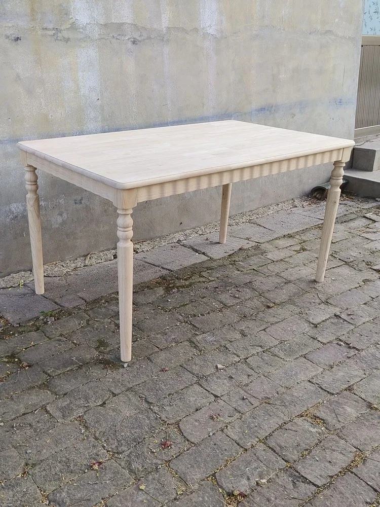 

White embryo solid wood table, modern American style, rural retro, rectangular solid wood, hotel carving,
