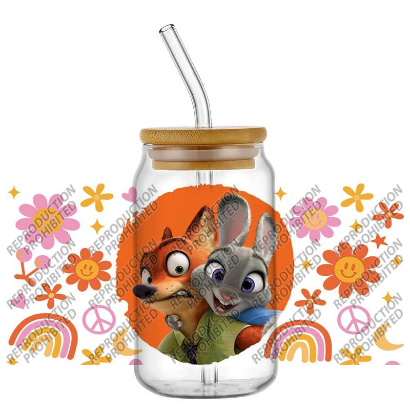 

New Film Zootopia Disney Waterproof DIY Decals 3D Transfers Stickers 16oz UV DTF for Glasses cup Wraps