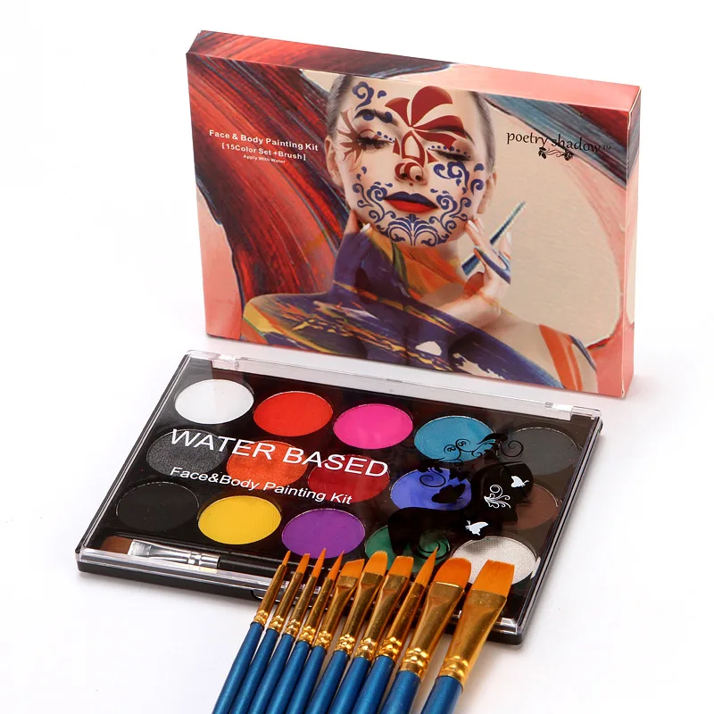 مجموعة طلاء الوجه والجسم المائية مع استنسل وفرش تتضمن لوحة ألوان نابضة بالحياة وإكسسوارات فنية وأزياء #5