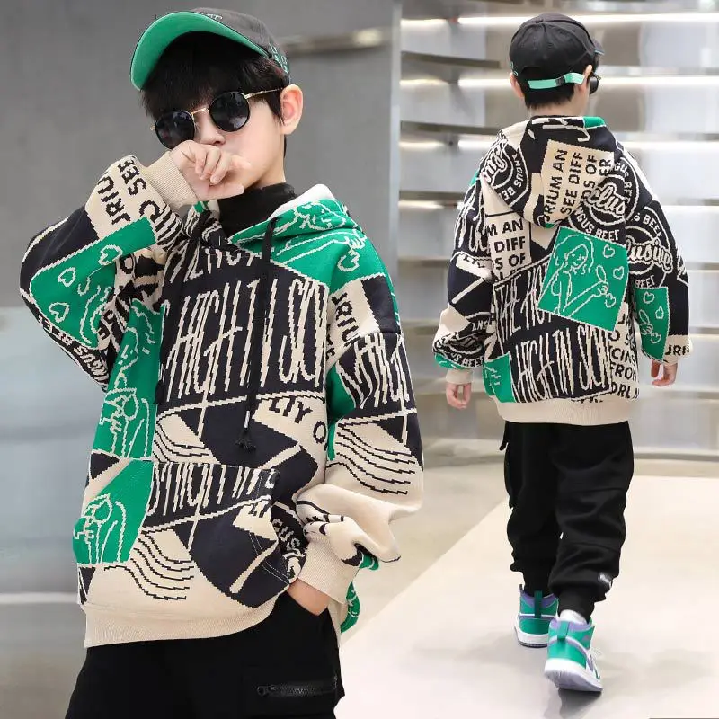 

Spring Autumn Boys Cotton Digital Printing Sweatshirt Jacket School Kids Track Jumper Coat Tops Children Workout Hoodie 5-16Yrs