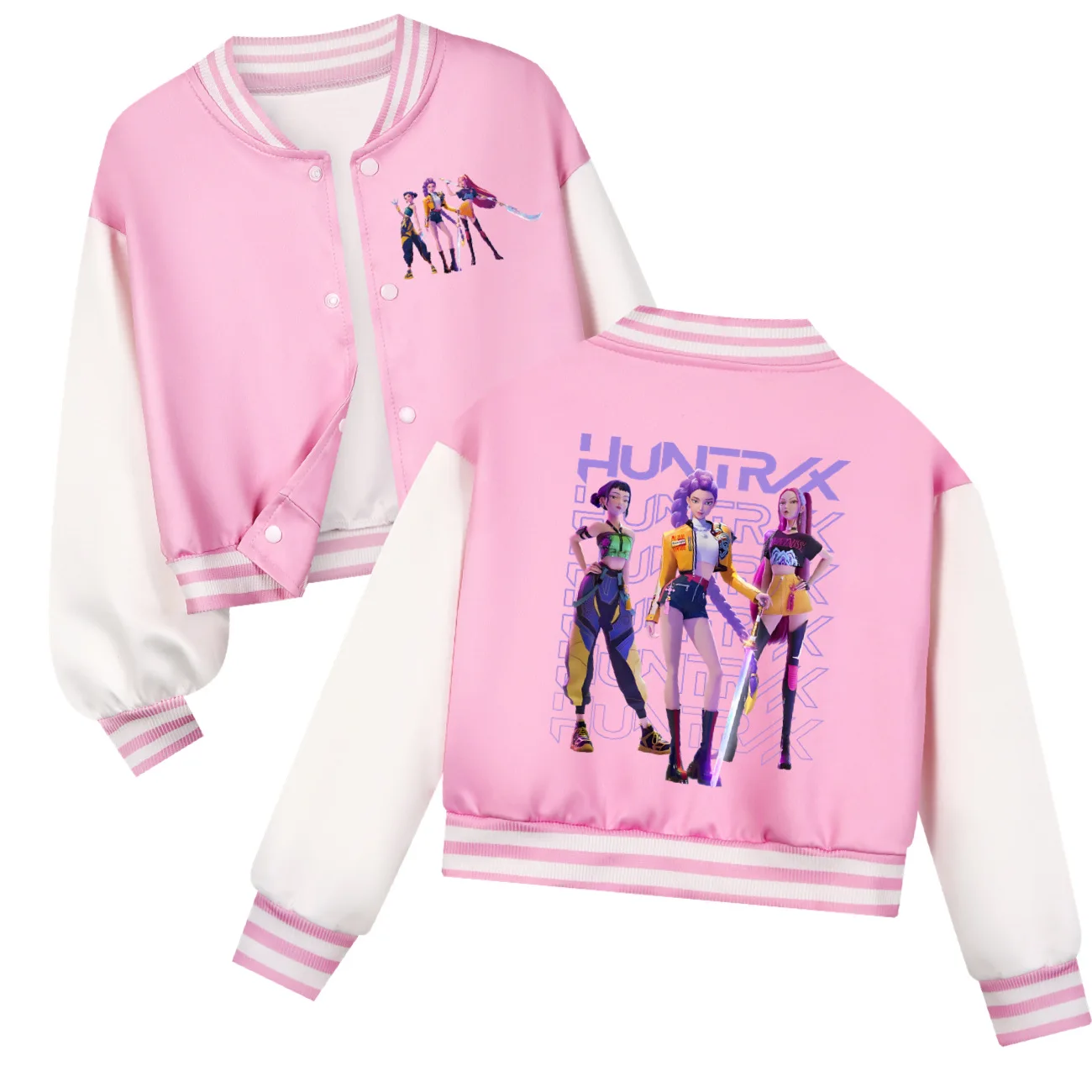 KPop شيطان الصيادين Huntrix الأطفال الخريف الفتيات الفتيان سترات كاجوال كم طويل ملابس خارجية الكورية نمط طفل الفتيات معاطف أنيقة