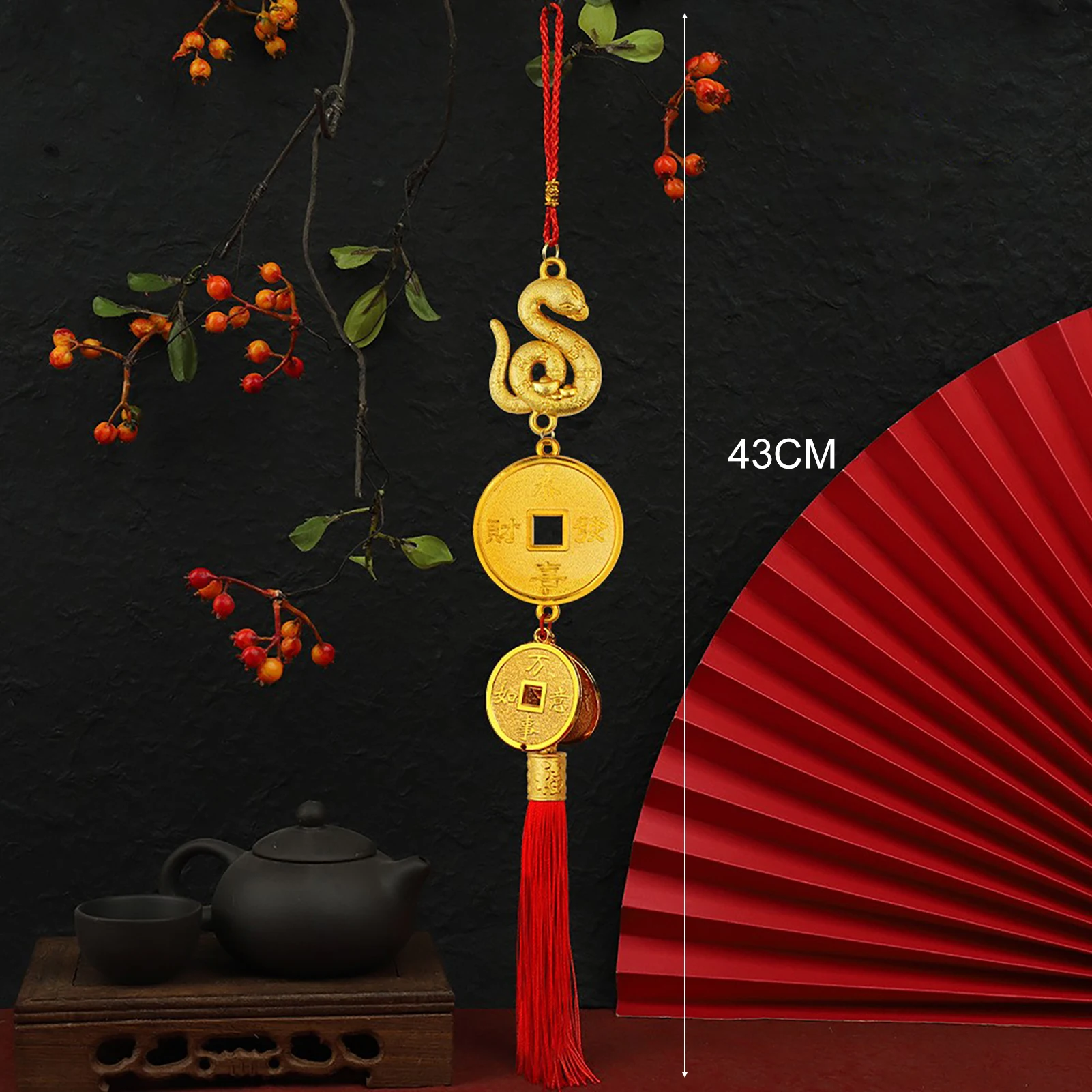 Chinese Style Tassels Pendant Plastic Copper Coin Abacus God Of Wealth Hanging Decoration Plastic Spring Festival Accessories