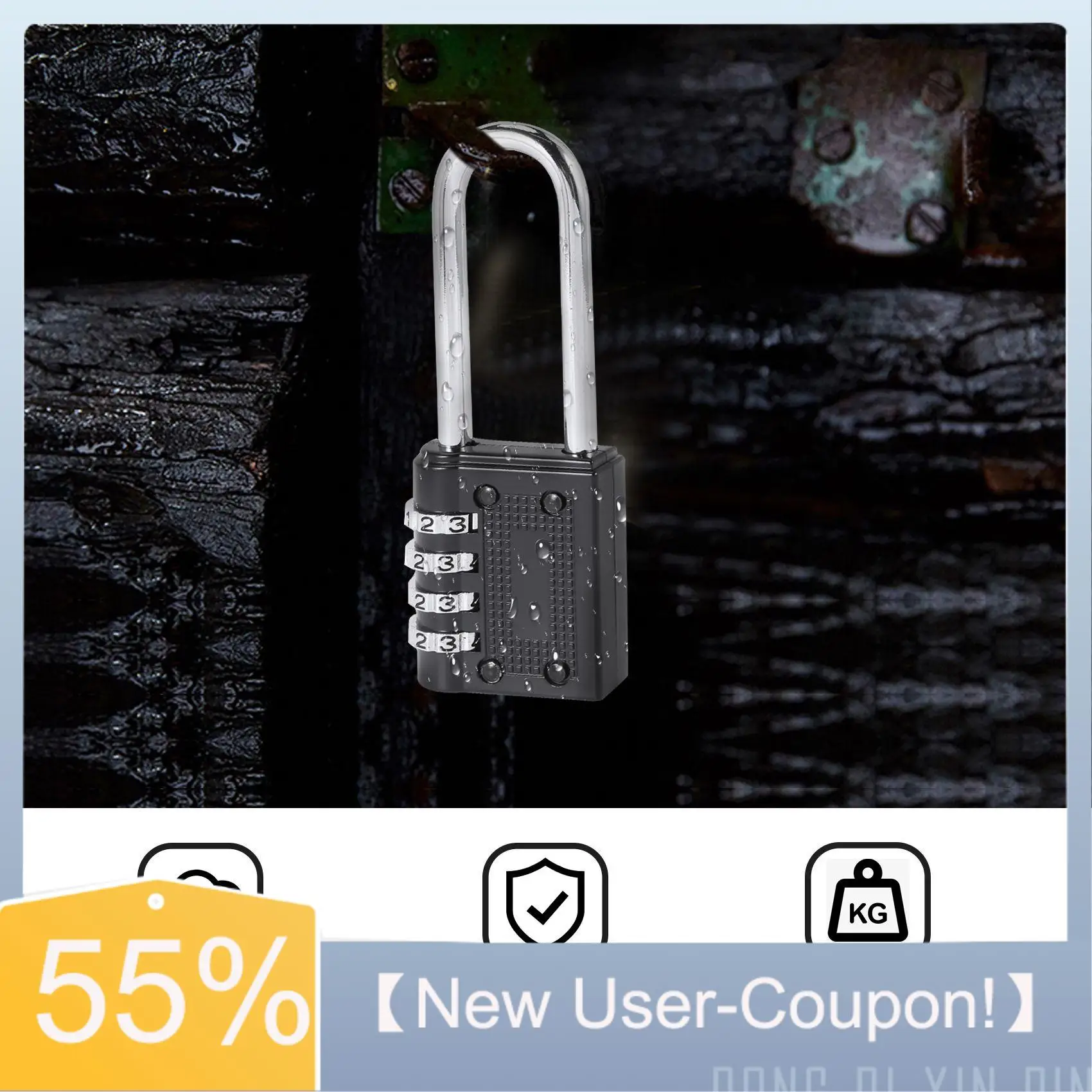 

【Новый пользовательский компонент!】2 шт. Комбинированный навесной замок для улицы Длинный замок с дужкой 6,5 см Водонепроницаемая 4-значная комбинация сбрасываемая L