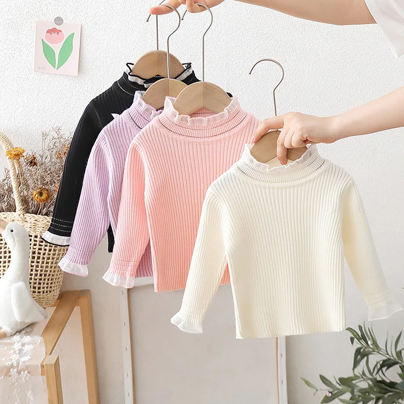 

Toddler Girls Sweaters Turtleneck Pullover Kids Fall Winter Children's Clothes