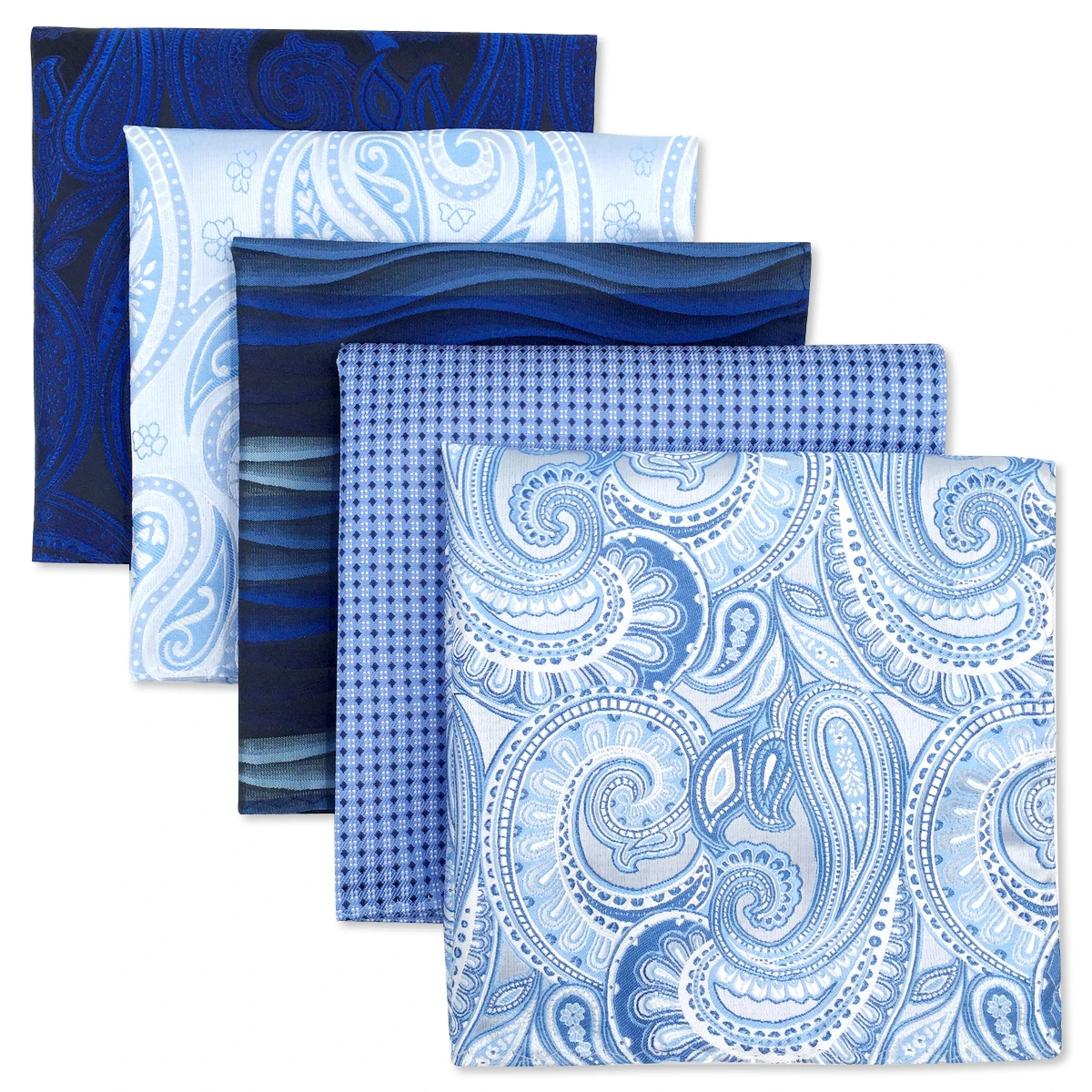 5 Pack Set Men's Pocket Square Handkerchief, Assorted Designs