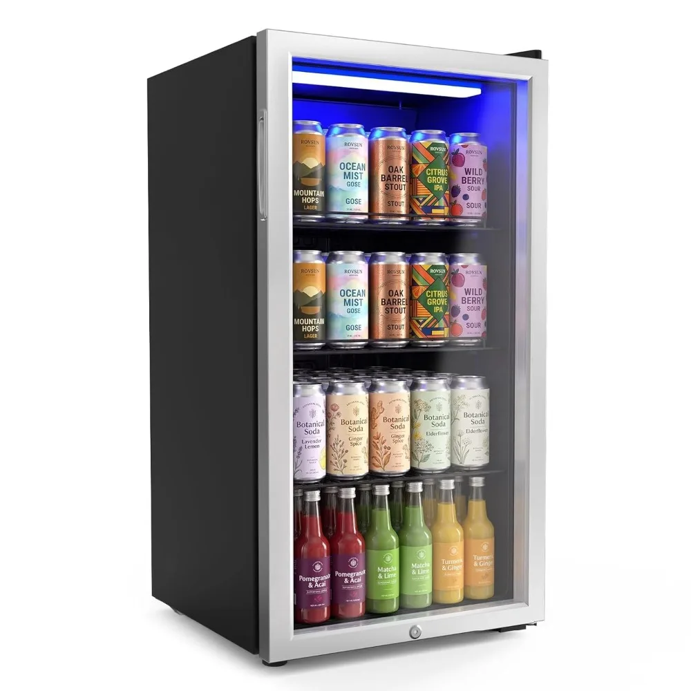 3.3 Cu.Ft. Beverage Refrigerator Cooler, Double Layer Glass Door & Adjustable Shelf, Home Use, Custom