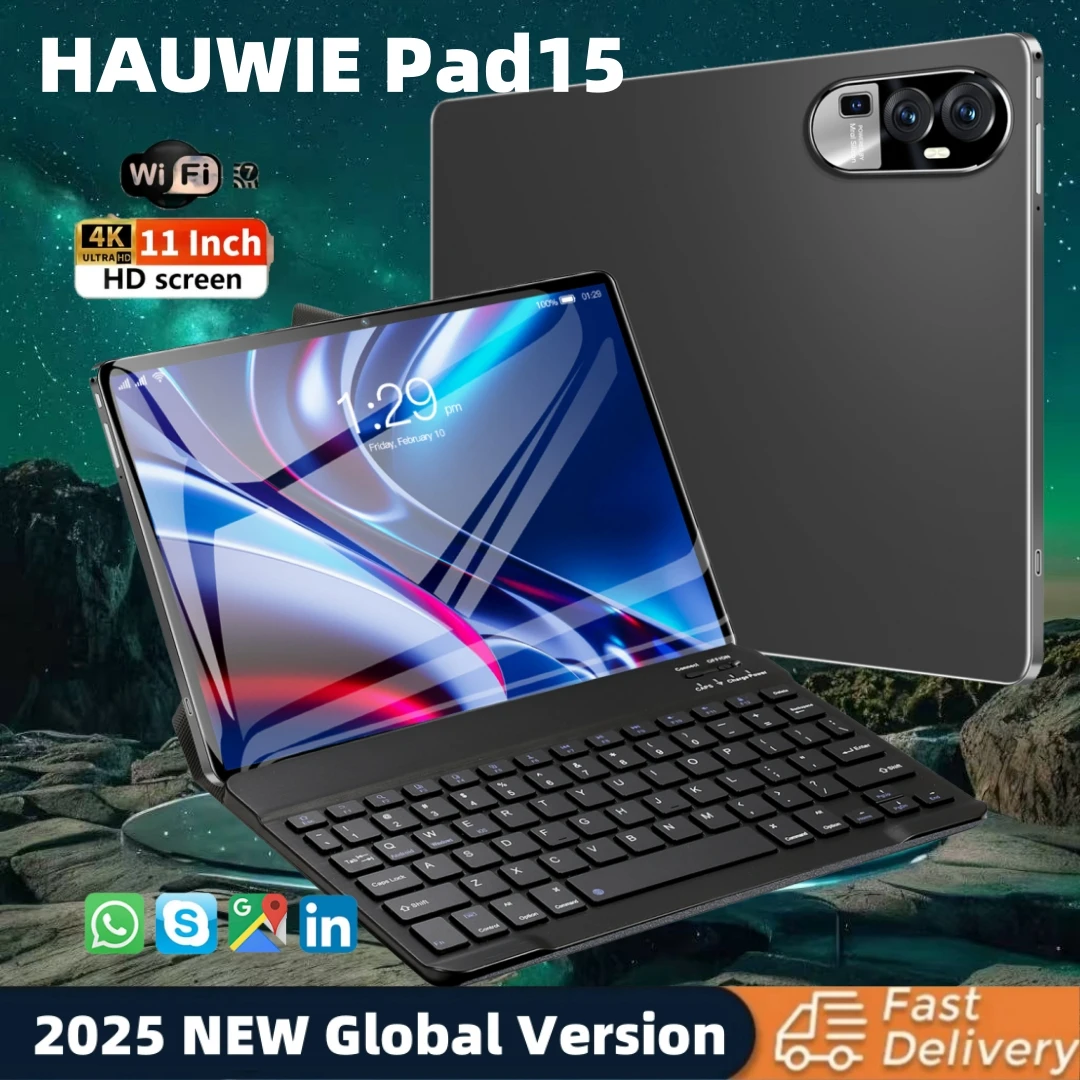 2025 Brand New Tablet HAUWIE Pad 15 Global Version Android 13 16GB+1TB 10.1 Inch 5G Dual SIM Card Bluetooth WIFI HD 4K Tablet PC