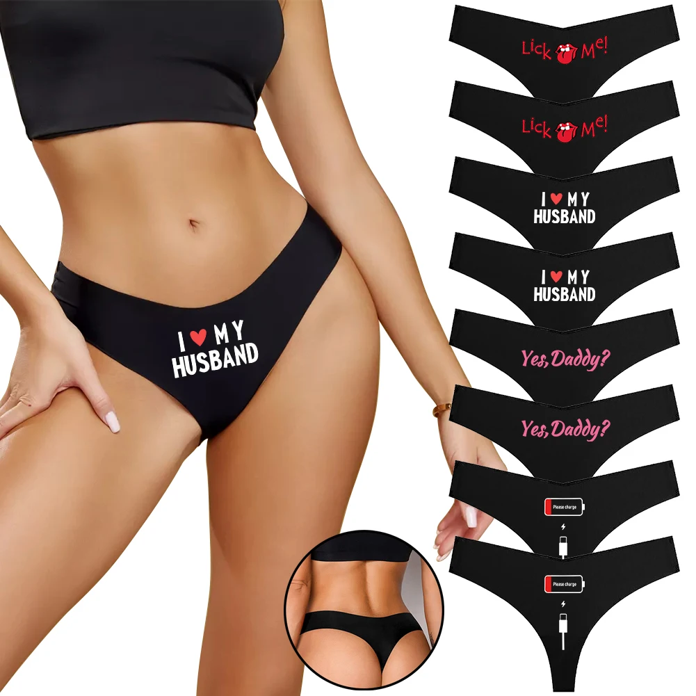 

8 Pcs Seamless Thongs with Novelty Pattern For Women Breathable Panties