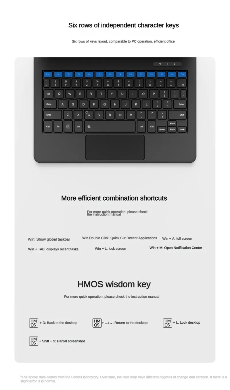 COOSTART مناسب للوحة المفاتيح المغناطيسية الحساسة لللمس Huawei Matepad Air 12. إنه خفيف الوزن ومريح. أسود