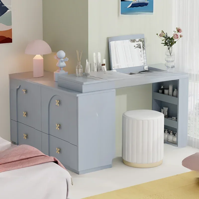 

Blue dresser minimalist solid color bedside chest cabinet storage cabinet combination master bedroom jewelry makeup table