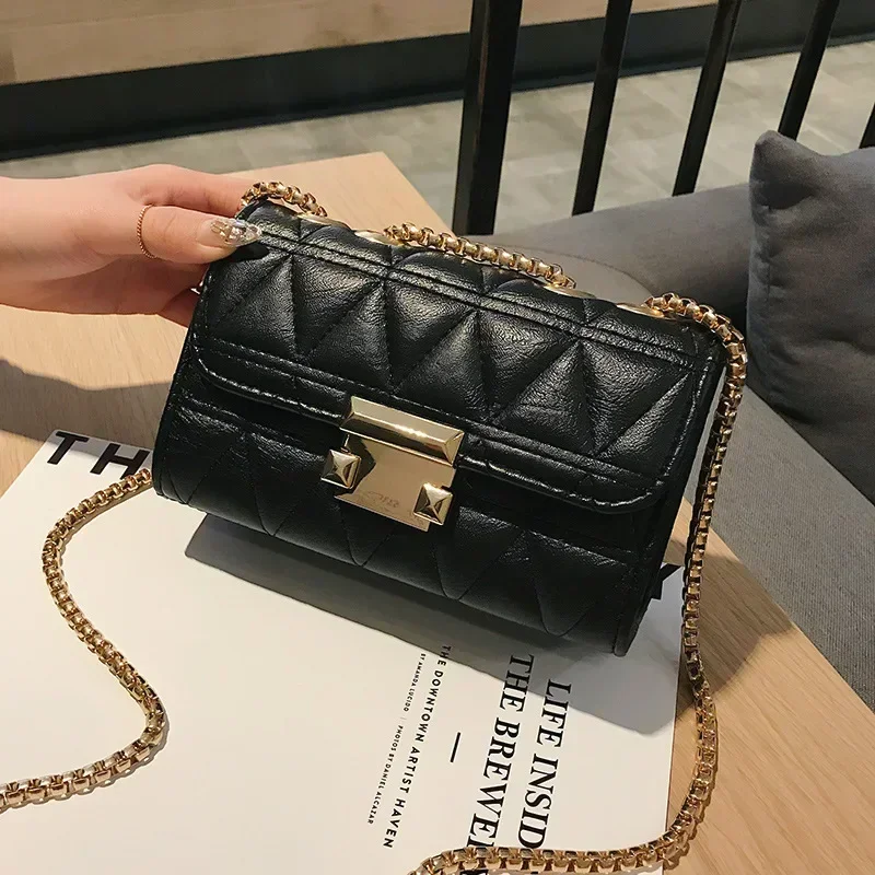 Bolsa mensageiro de couro luxuosa para mulheres, bolsa tiracolo feminina, bolsa de ombro, designer diário, preta, fechadura, moda, 2020