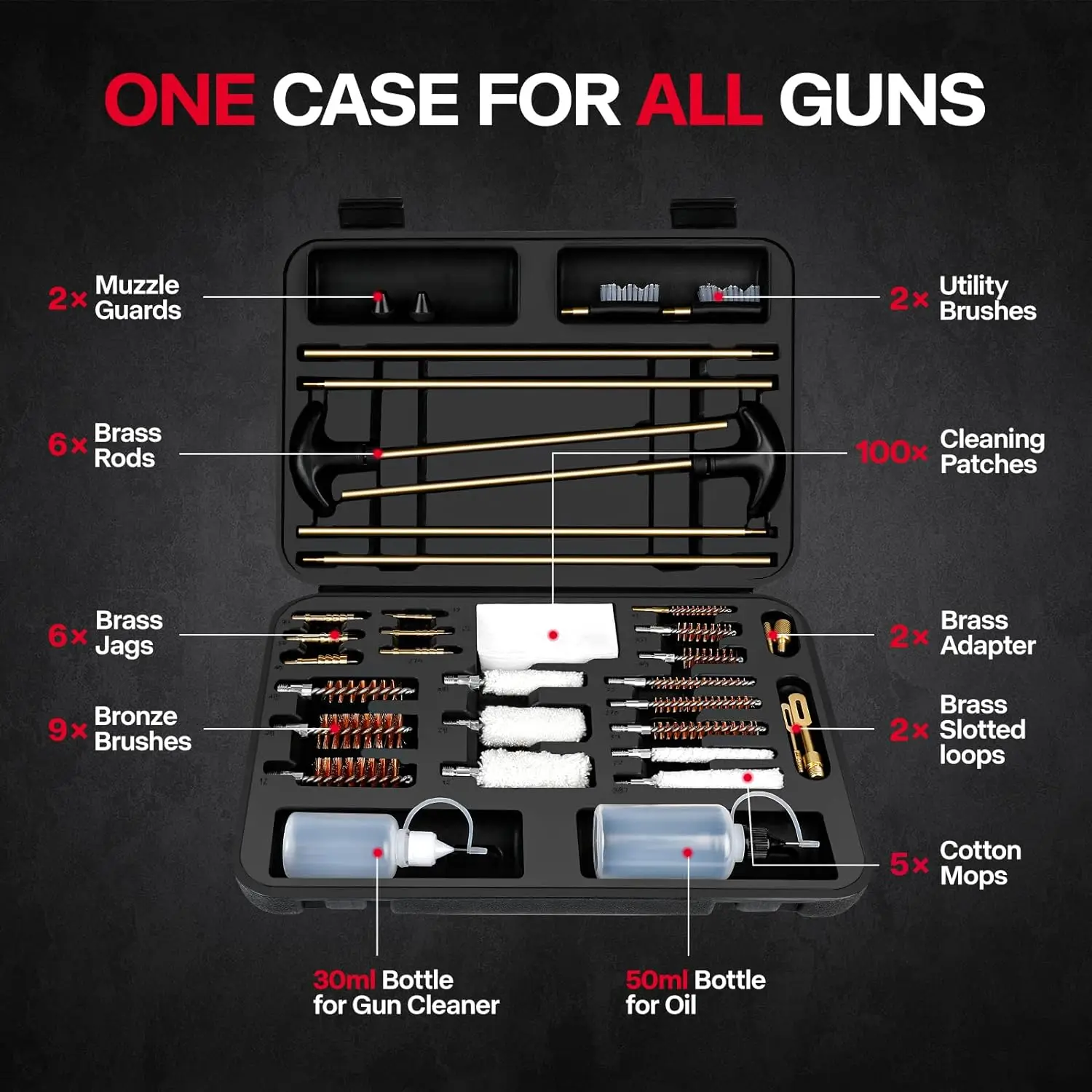 Universal Gun Cleaning Kit Professional Rifle Shotgun Pistol Brush Tool Gun Maintenance with Case and for All Caliber Gun