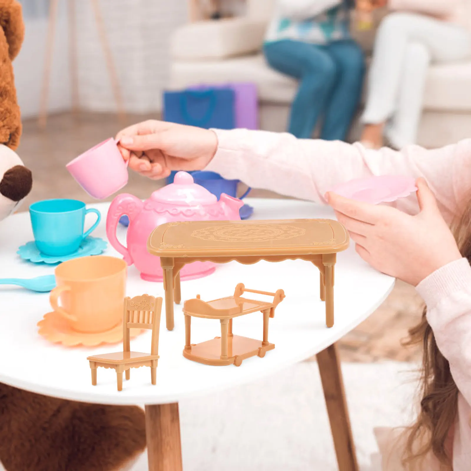 1Set 1:12 Dollhouse Mini Furniture Dining Table Chair Set Realistic Kitchen Decor Compact Scale Miniature Dining Room