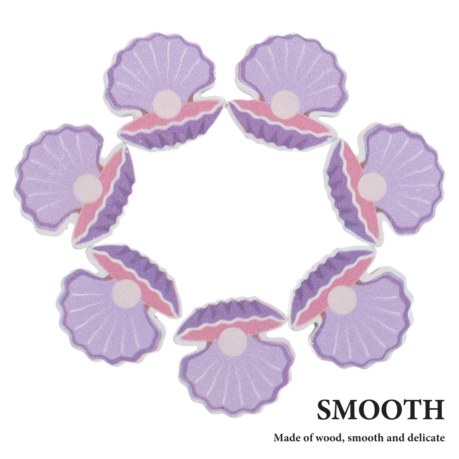 20Pcs Seashell Inspired Wooden Beads Unfinished Natural Wood Craft Beads for Garland DIY Jewelry Decor Coastal