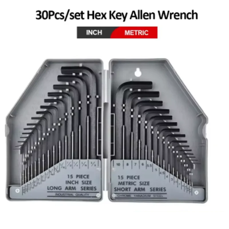 Allen Wrench Set Hex Key Set Multifunctional L Shape Wrench Set Inch/Metric MM Chromium-vanadium Steel Spanner Manual Hand Tools