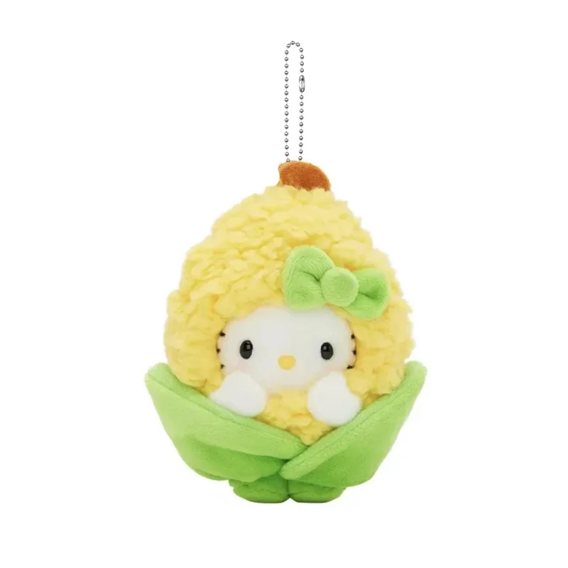 Sanrio Hollo Kitty Fruit Vegetable Series Plush Doll Couple Keychain Kawaii Cute Cell Phone Pendant Backpack Charm Cartoon Toys