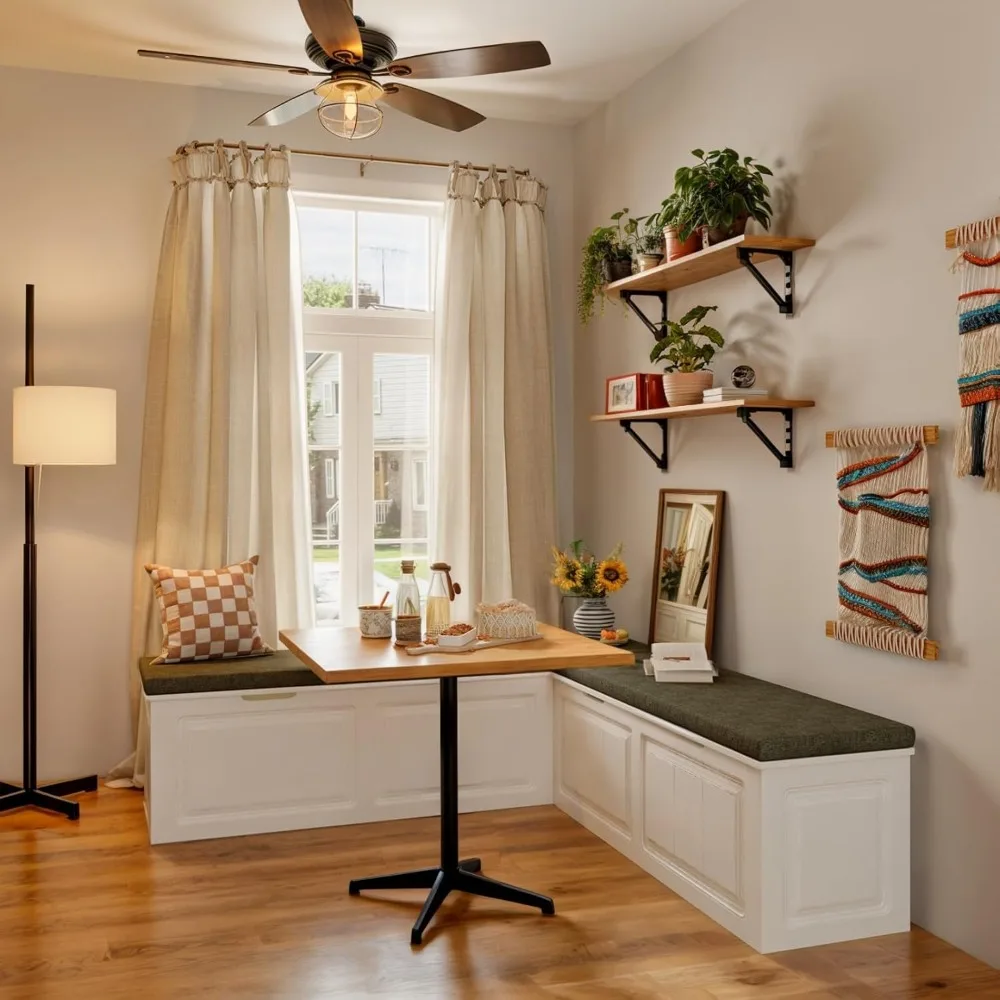 Corner Storage Breakfast Nook Bench with Cushion for Kitchen and Entryway